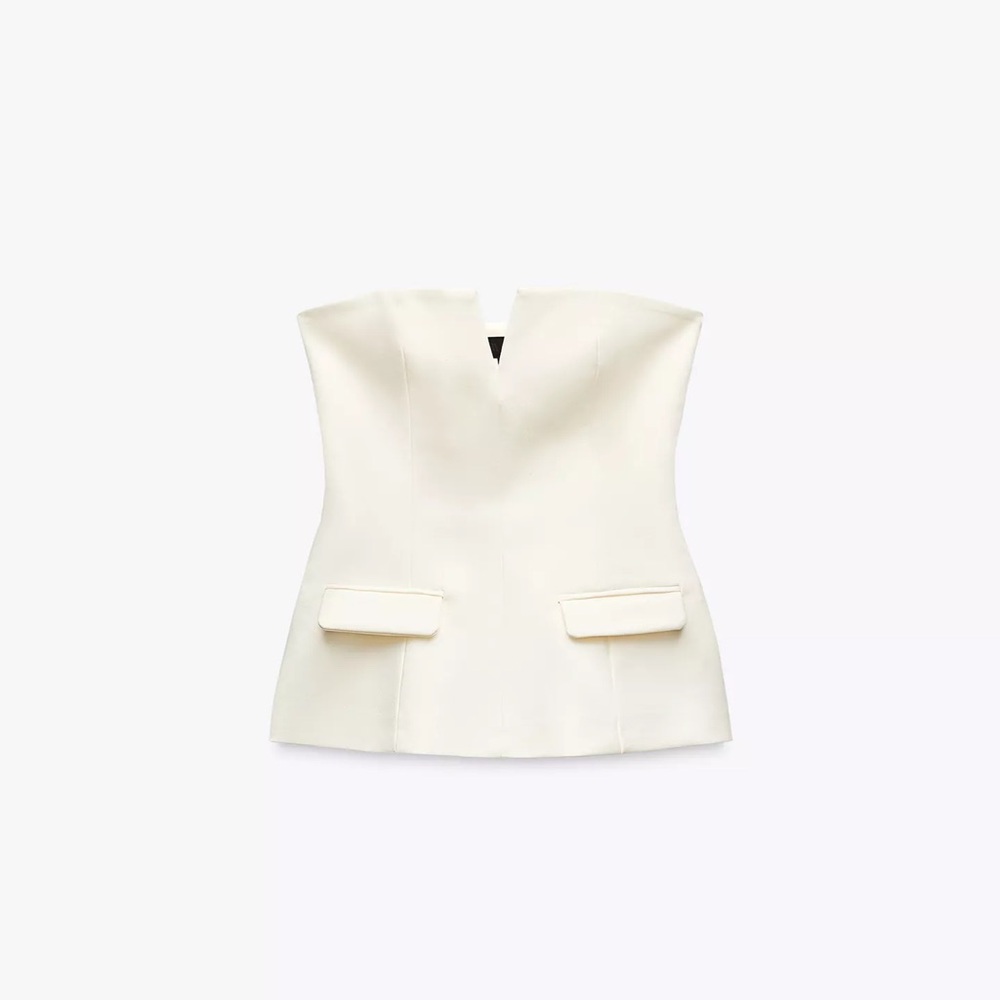 Zara strapless top oyster white